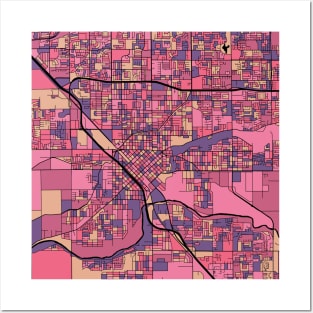 Modesto Map Pattern in Purple & Pink Posters and Art